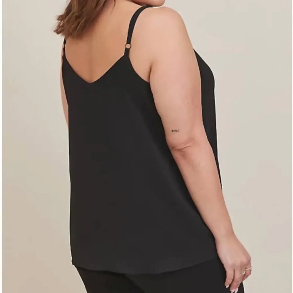 TORRID Black V-Neck Adjustable Strap Chiffon Camisole Top Size 2 (2XL)